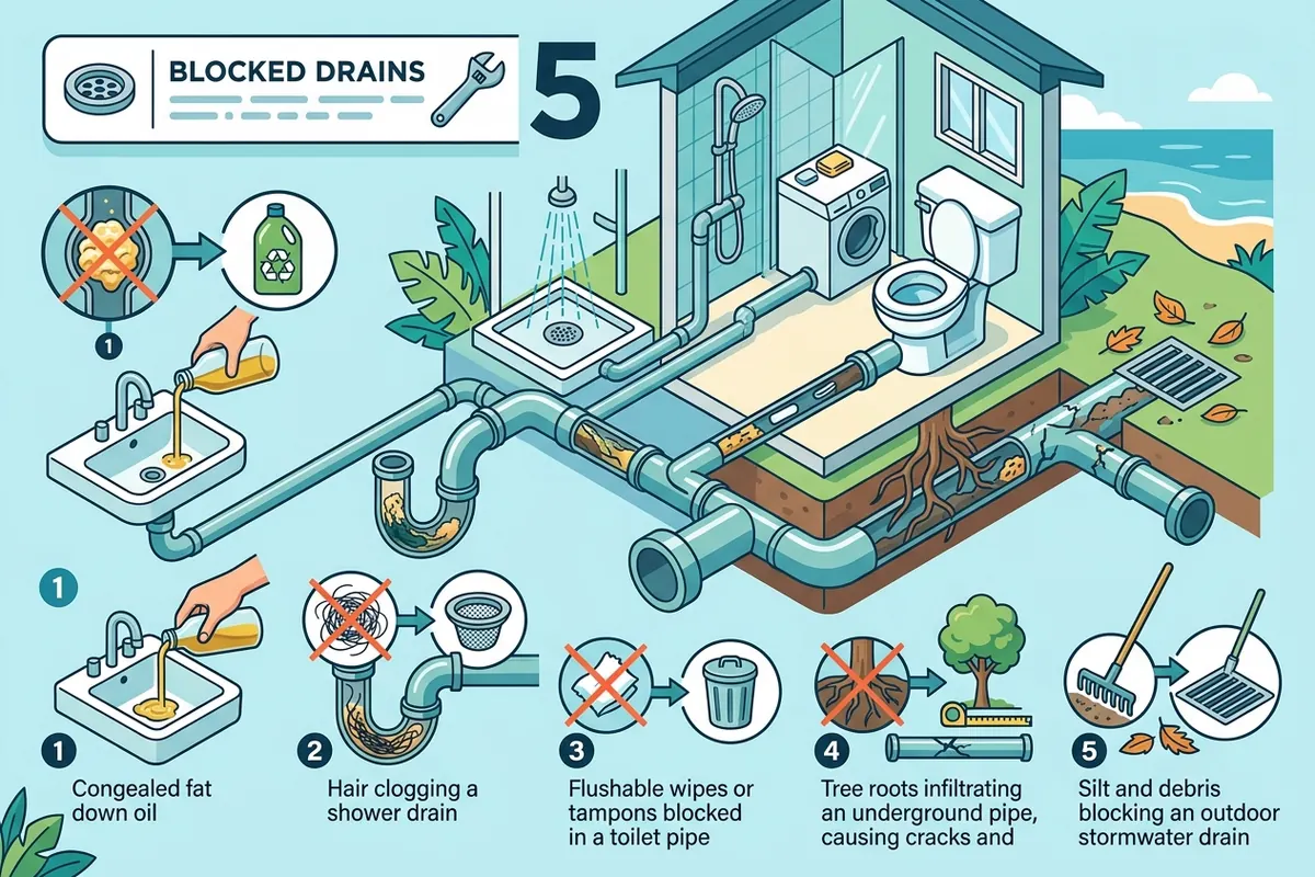 Blocked drains in Hervey Bay: top 5 causes and how to prevent them