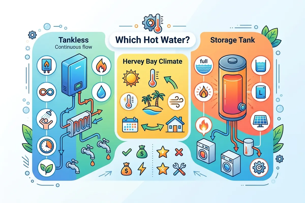 Tankless vs storage hot water in Hervey Bay's climate